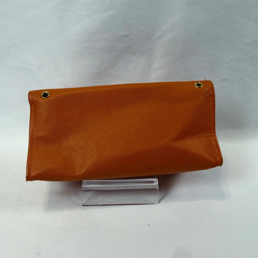 Tory Burch Eyeglass Case Womens OS Orange Saffiano Leather Robinson Logo Pouch